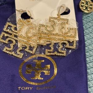 Tory Burch Gold and white Crystal Earrings